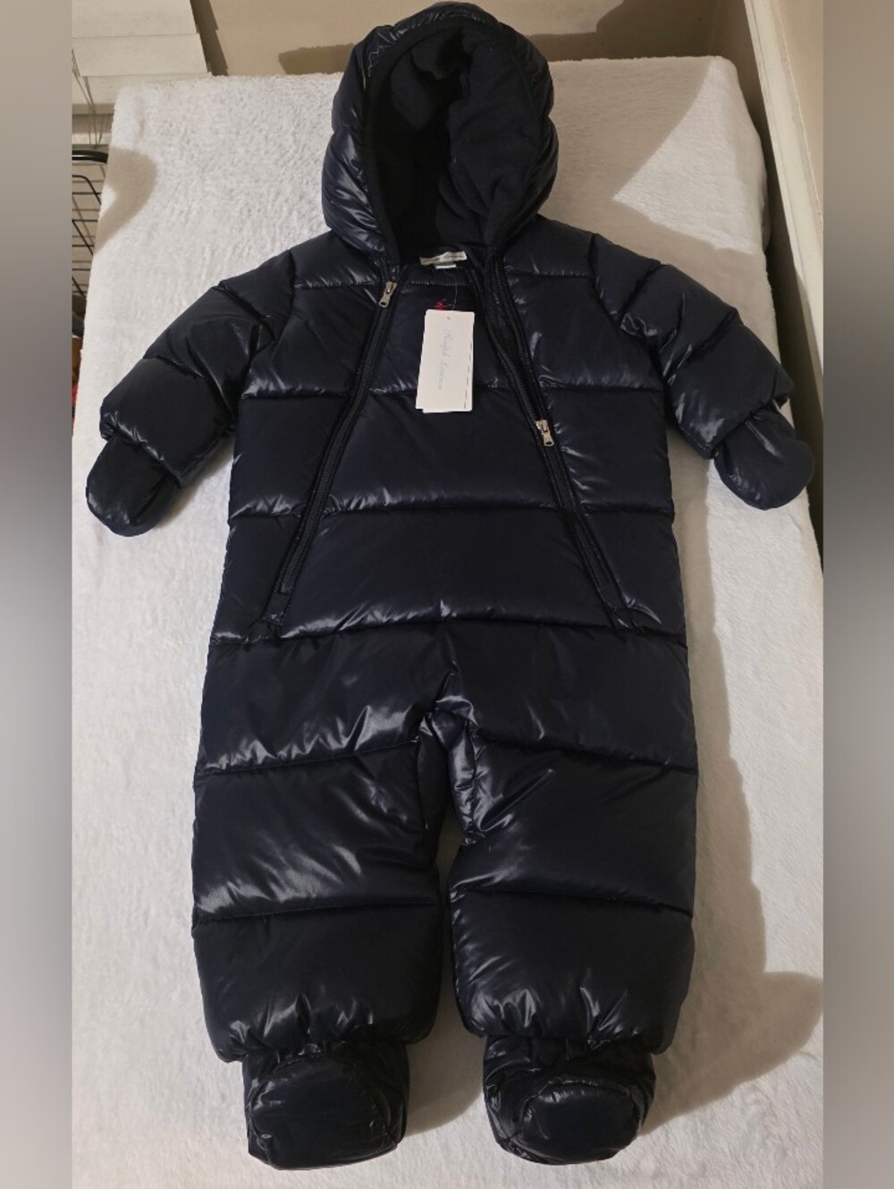 Polo by Ralph Lauren Navy Hooded Infant Puffer Snowsuit